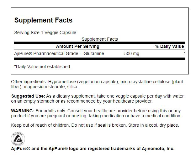 Swanson L-Glutamina AjiPure Forte | 60 Cápsulas Veg · Recuperación e Inmune