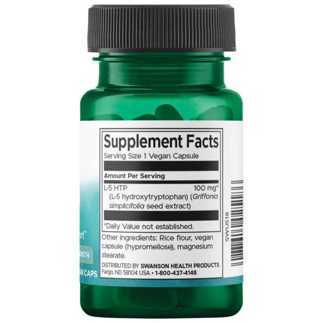Swanson 5-HTP Máxima Potencia 100 mg | 60 Cápsulas · Serotonina y Sueño