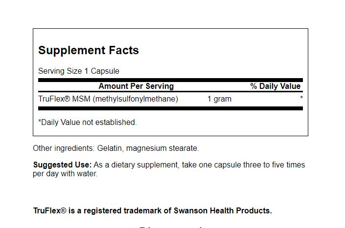 Swanson Ultra MSM 1000 mg | MSM Metilsulfonilmetano – 120 Cápsulas