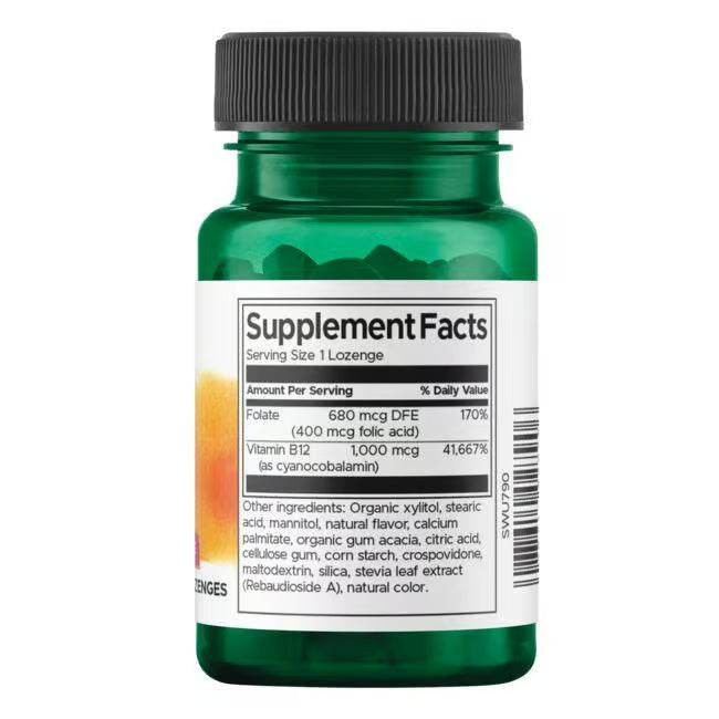 Swanson Vitamina B12 con Folato | 60 Comprimidos Sublinguales · Energía y Defensas