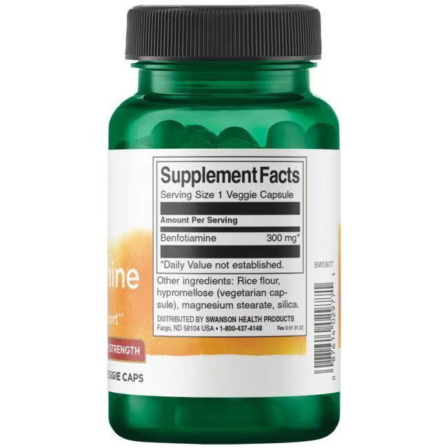 Swanson Benfotiamina Vitamina B1 300 mg | 60 Cápsulas · Salud Nerviosa y Glucosa