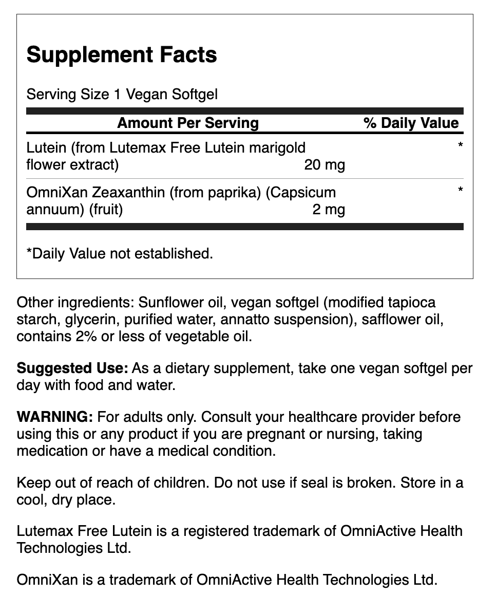 Swanson Salud Visual Sinérgica | 60 Vegan Softgels · Luteína y Antioxidantes