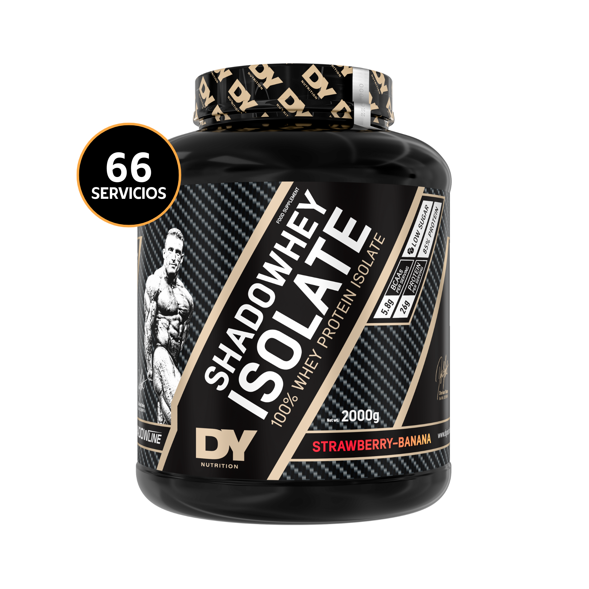 Dynutrition ShadoWhey Isolate Dorian Yates 2 kg | 66 Servicios · 26g Proteína · Bajo en Carbos