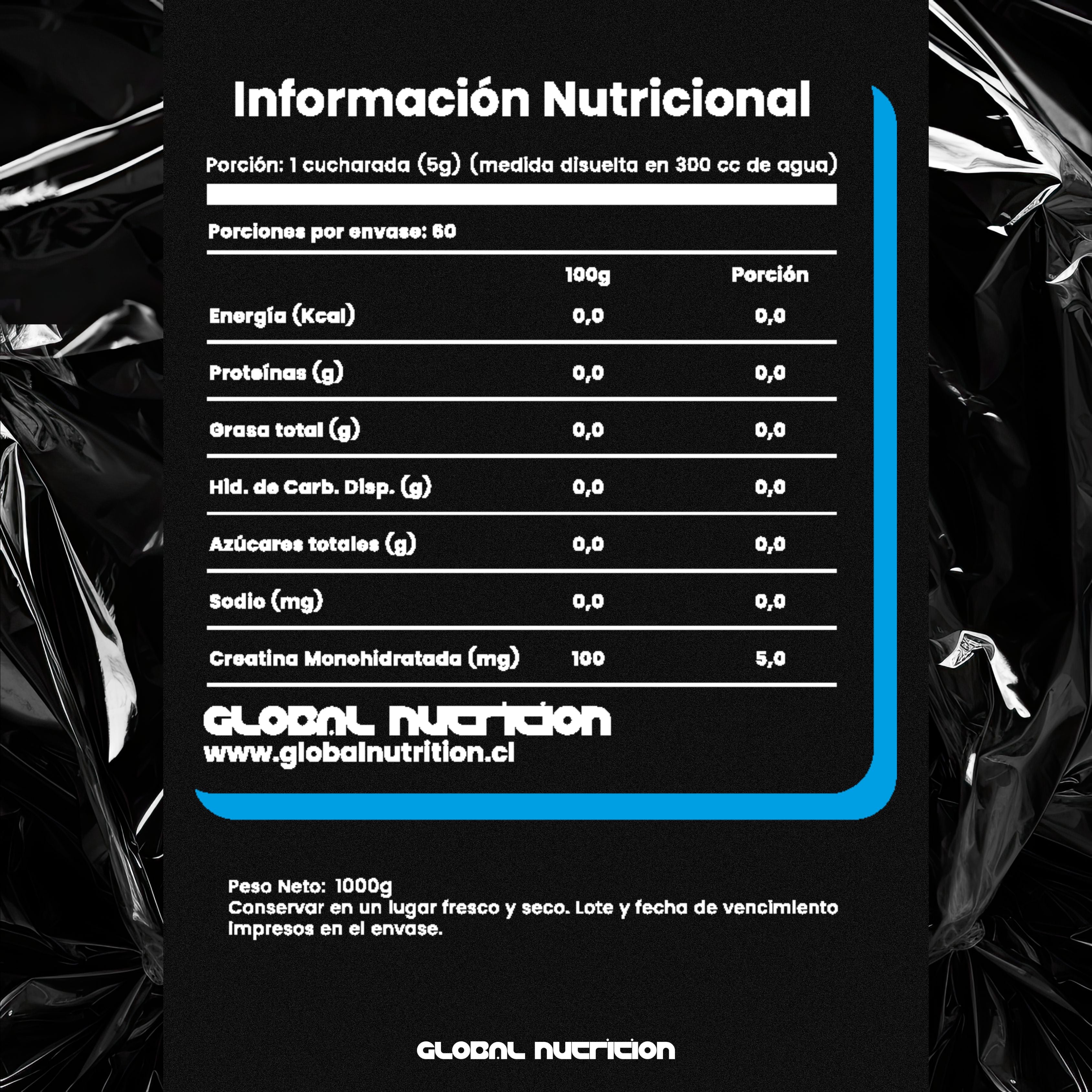 Creatina Monohydrate 1 KG 200 Servicios Global Nutrition