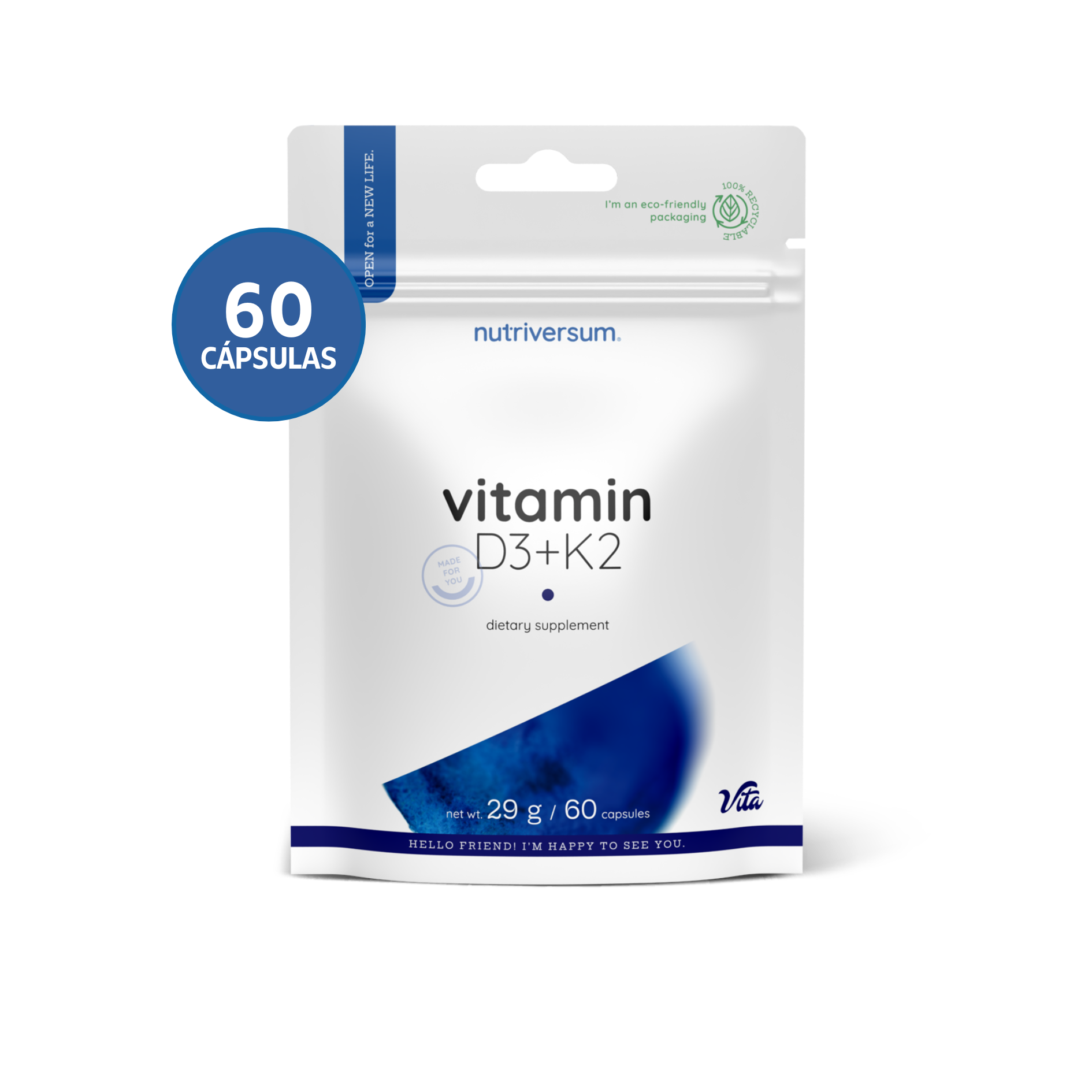Vitamin D3+K2 - Nutriversum - 29g / 60 Cápsulas
