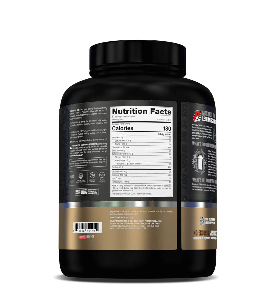 Whey Protein Prosupps Concentrate 5 lbs 54 Servicios