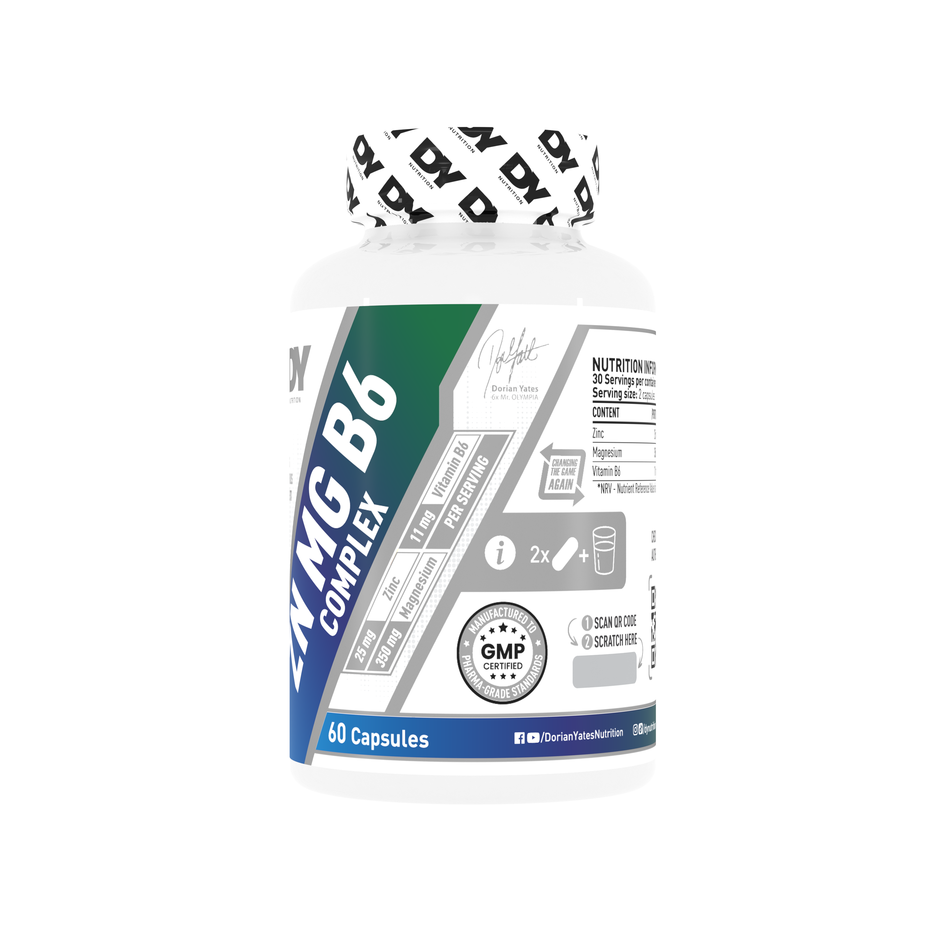 Dynutrition ZMA ZN MG B6 Complex Dorian Yates | 60 Cápsulas · Recuperación y Sueño