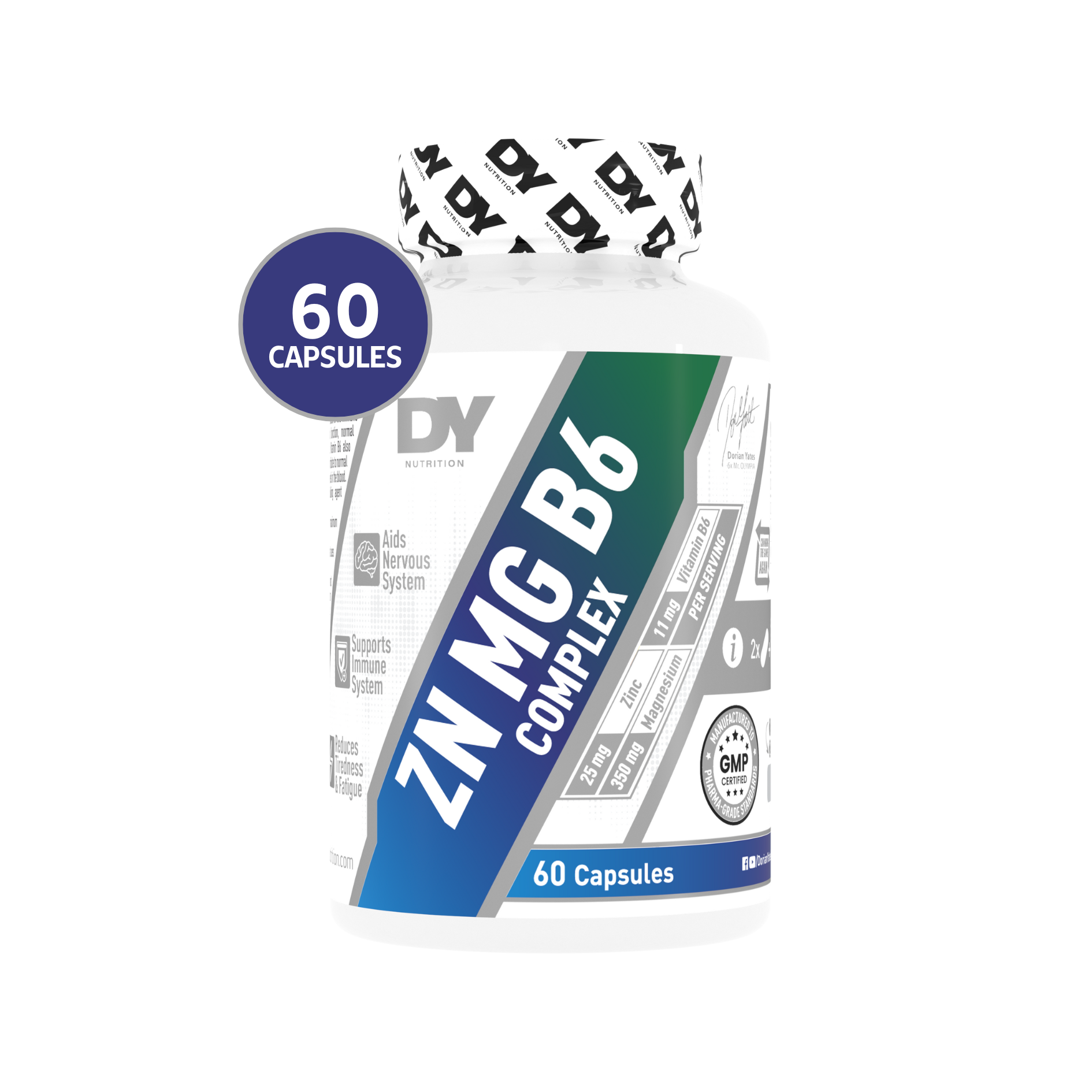 Zinc, Magnesium y Vitamina B6 Complex Dorian Yates 60 Capsulas