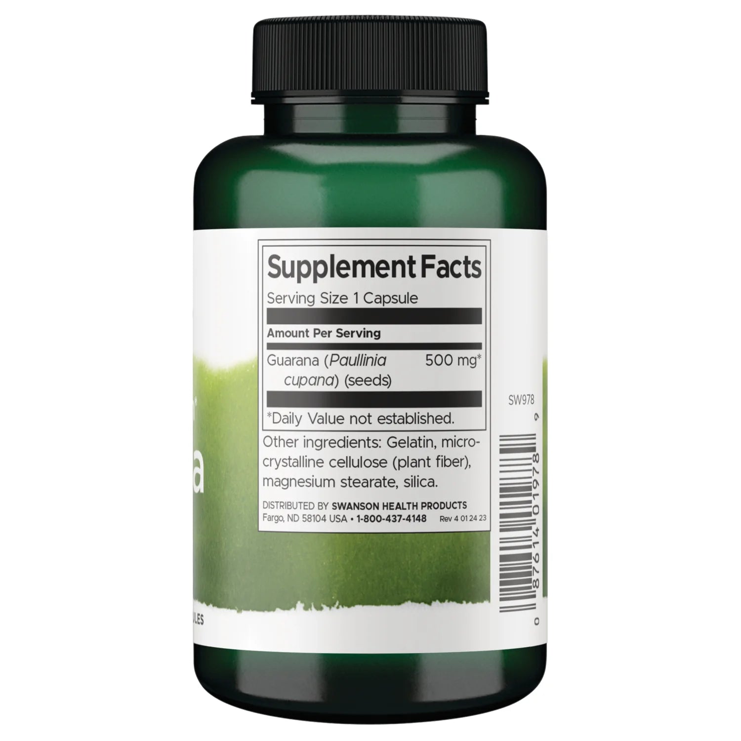 Swanson Guaraná Full Spectrum 500 mg | 100 Cápsulas · Energía y Resistencia