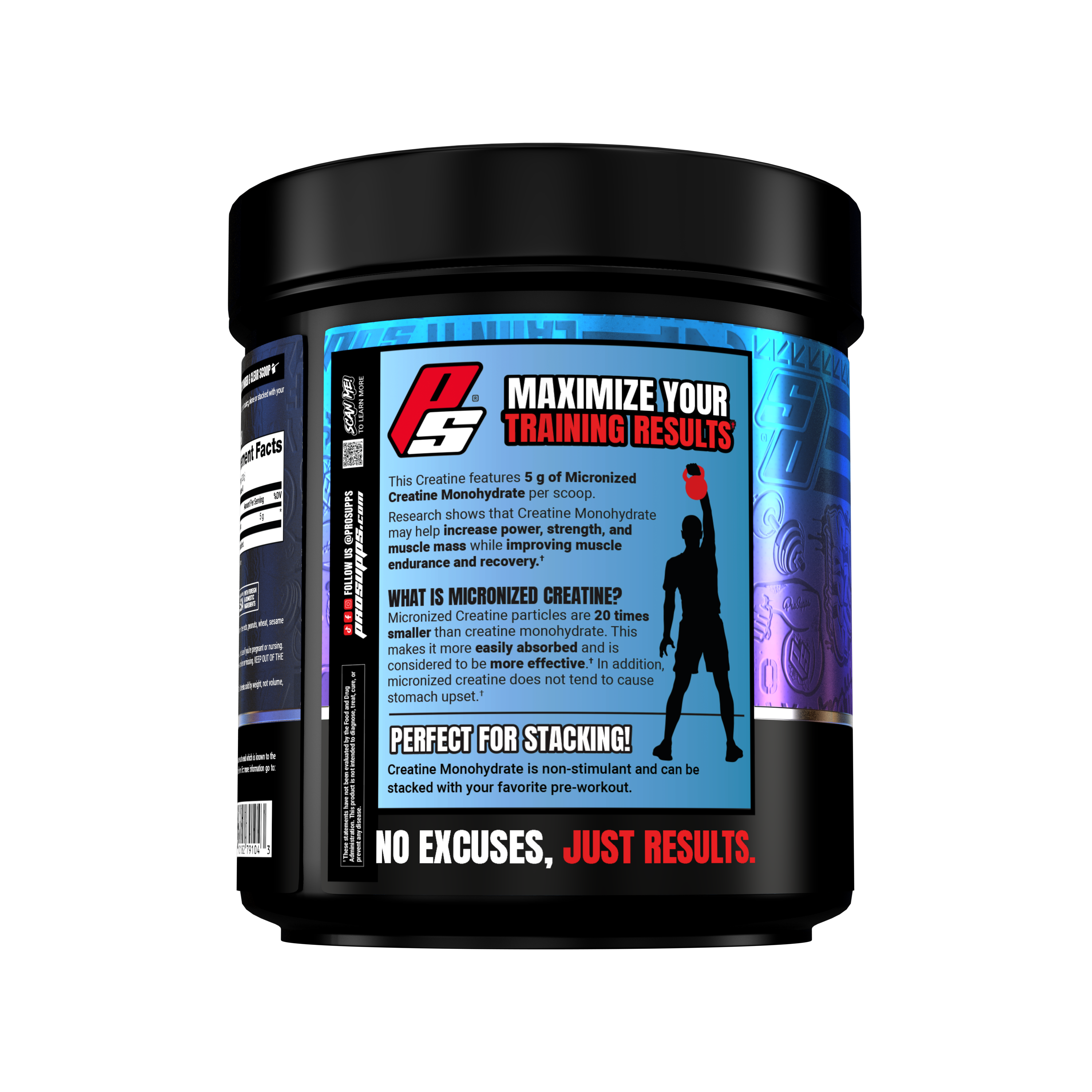 ProSupps Creatina Monohidratada Dual Tub Blue Razz + Sin Sabor | 80 Servicios - 502 Gramos
