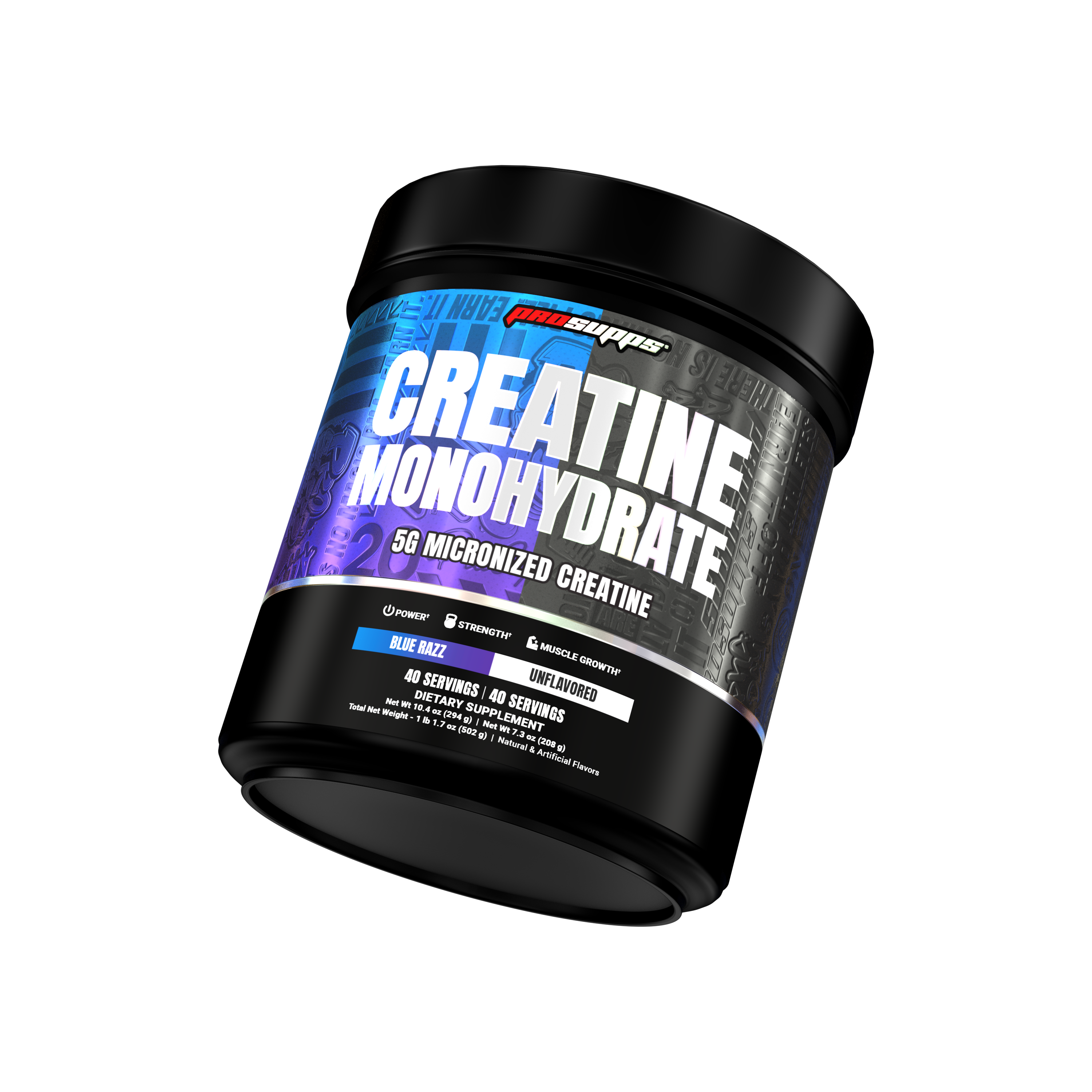 ProSupps Creatina Monohidratada Dual Tub Blue Razz + Sin Sabor | 80 Servicios - 502 Gramos