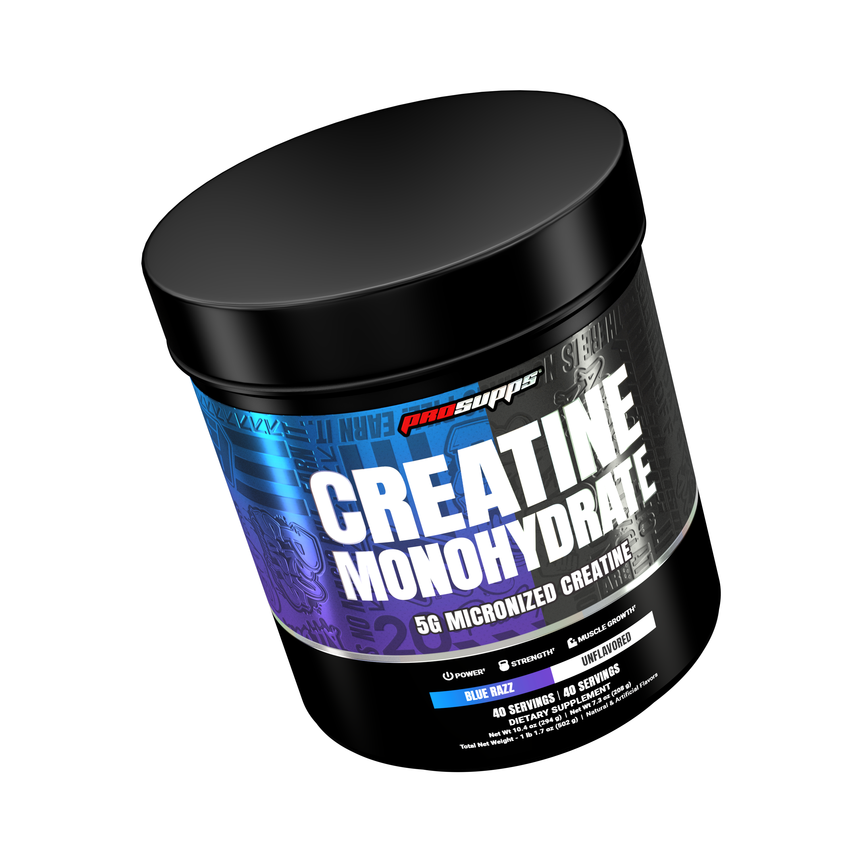 ProSupps Creatina Monohidratada Dual Tub Blue Razz + Sin Sabor | 80 Servicios - 502 Gramos