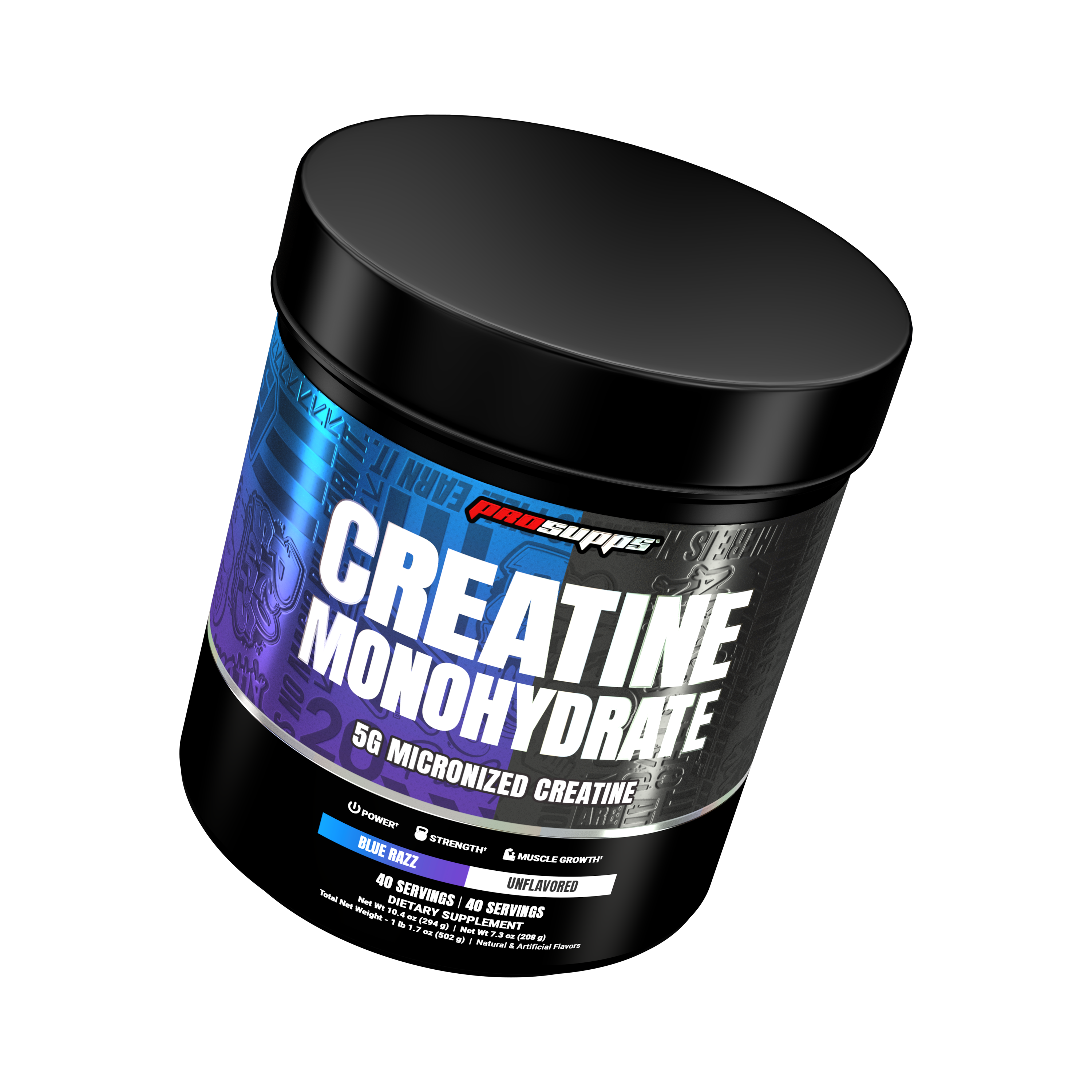 ProSupps Creatina Monohidratada Dual Tub Blue Razz + Sin Sabor | 80 Servicios - 502 Gramos