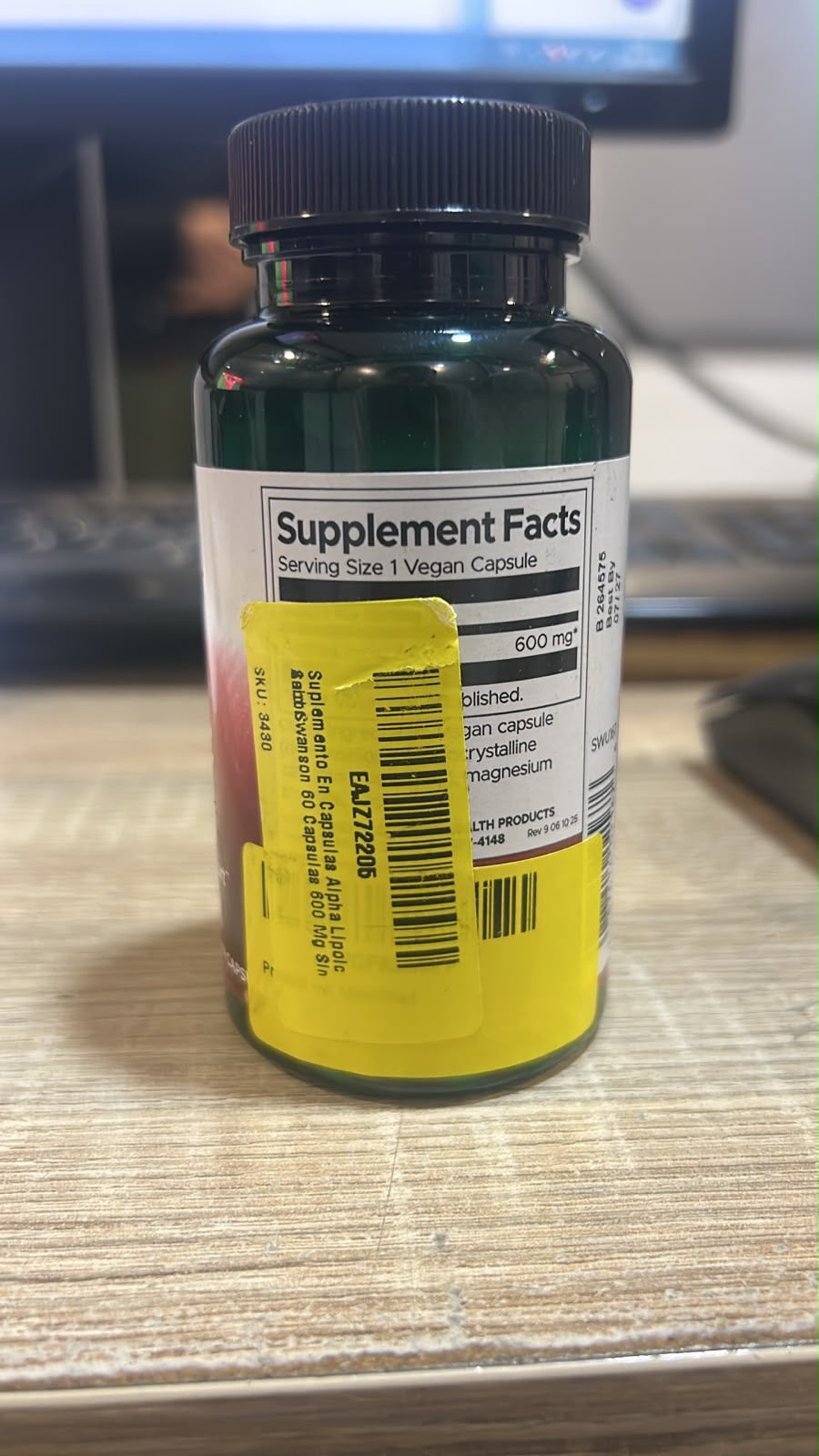 LIQUIDACIÓN - Swanson Ácido Alfa Lipoico Alta Potencia 600 mg | 60 Cápsulas · Antioxidante
