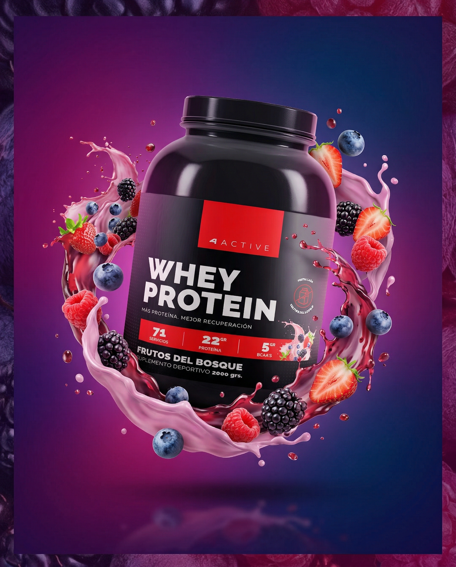 Whey Protein 4Active - 2000 Grs / 71 Servicios