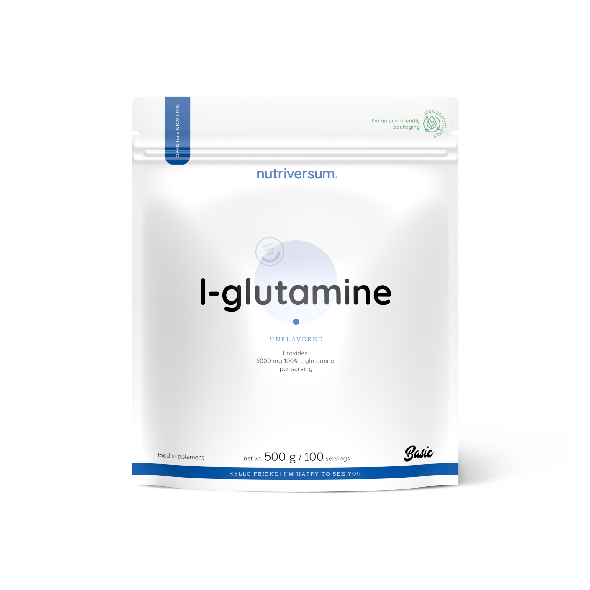 L-Glutamine 100% - Nutriversum - 500g / 100 Servicios