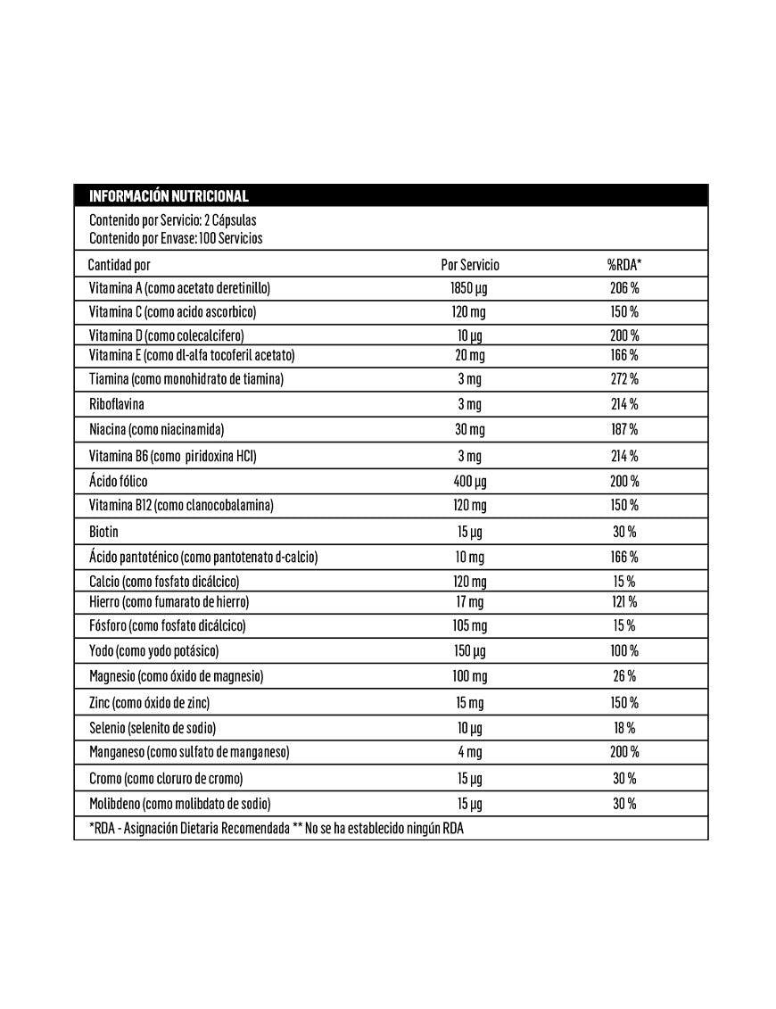 BioTech USA One a Day Multivitamínico 100 Tabletas | Vitaminas y Minerales Diarios