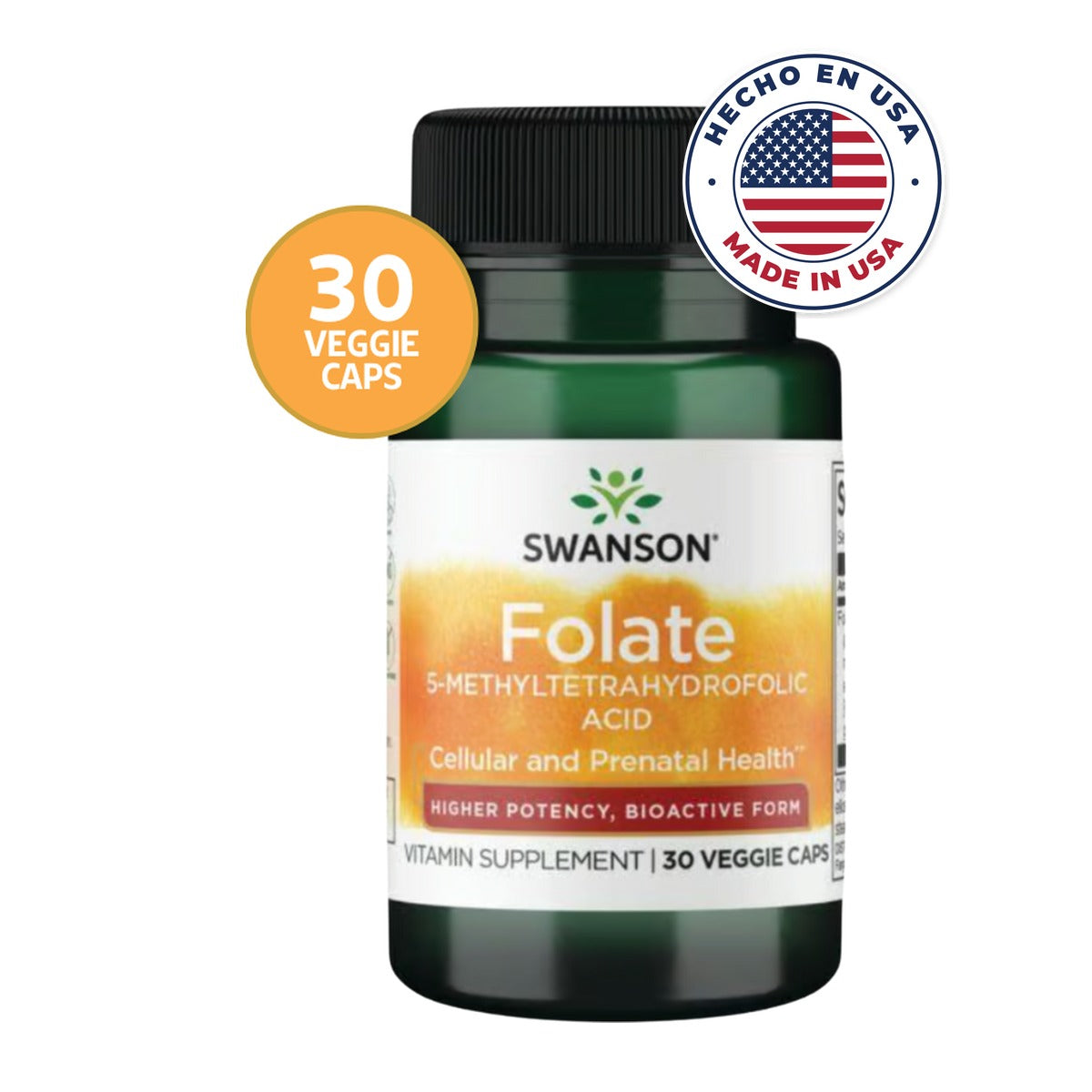 Swanson Folato 5-MTHF Forma Activa | 30 Cápsulas · Bioactivo Embarazo · Made in USA
